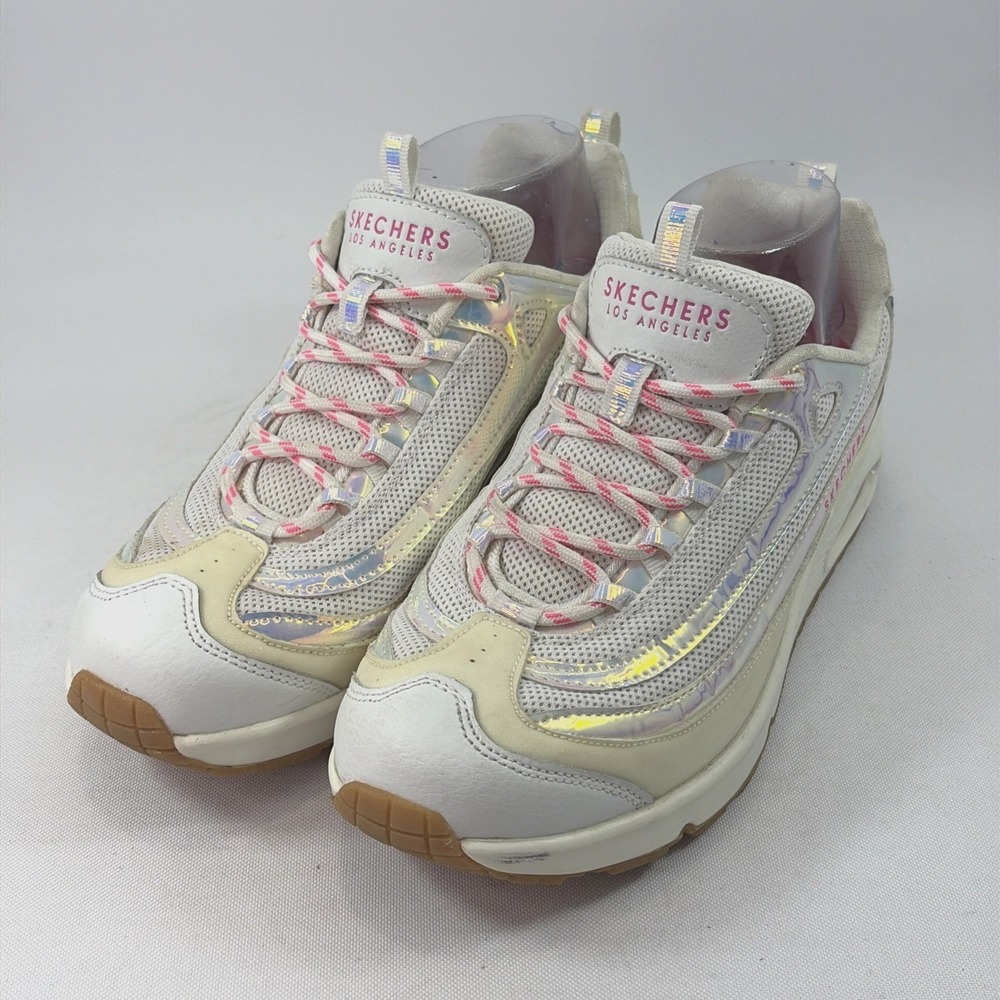 Skechers Street Uno Sky Pop Shoes Women's Sz 9.5M White Lace up Comfort Sneakers